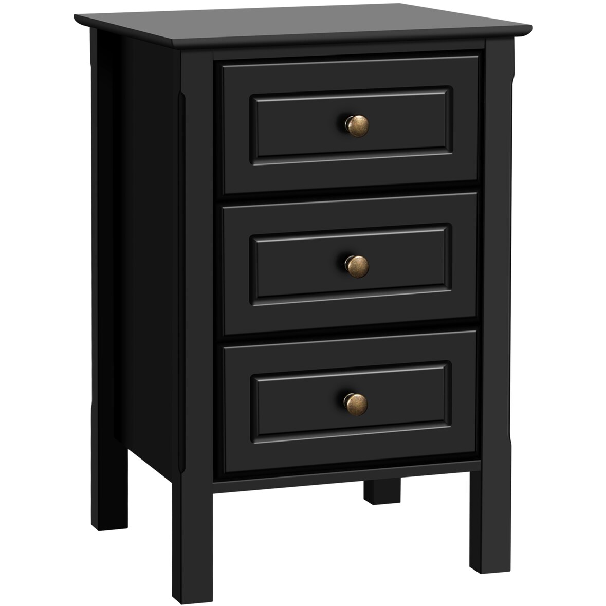 Yaheetech Nachtschrank Nachtkommode Boxspringbett Nachttisch mit 3 Schublade Holz Sofatisch Beistelltisch 60cm hoch, Schwarz
