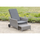 thumbnail of Merxx Komfort Deckchair, inkl. Polsterauflagen und Fußhocker, mit Gasdruckfeder, Stahl/Kunststoffgeflecht, Grau
