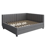 thumbnail of Ausziehbares Schlafsofa 140x200 mit Lattenrost, Polsterbett aus Samt, multifunktionales Sofa-Bett, komfortables Schlafzimmerdesign, Grau