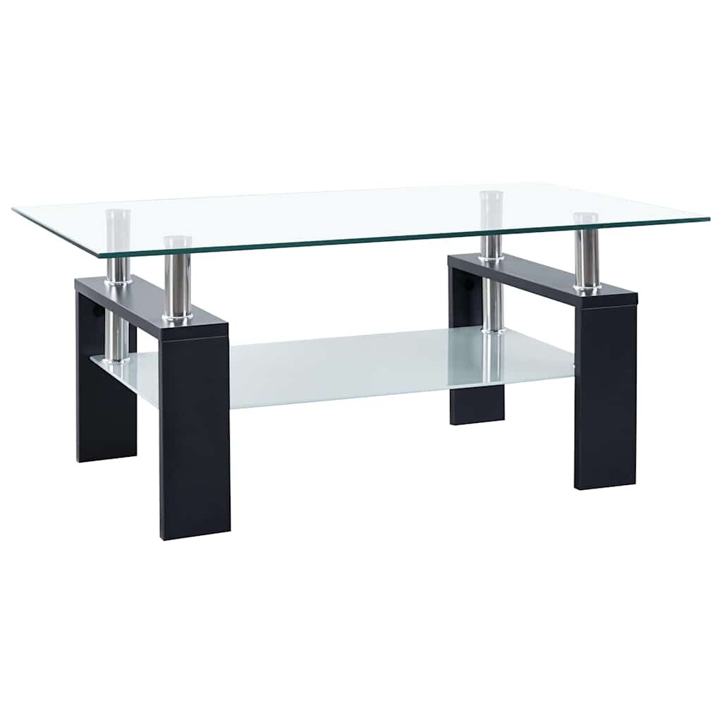 vidaXL Salontafel zwart transparant 95x55x40 cm gehard glas