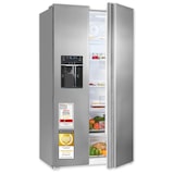 thumbnail of Exquisit Side-by-Side Kühlschrank, 513 Liter, NoFrost, Kühl-Gefrierkombination, LED, 4-Sterne-Gefrieren, Edelstahloptik, SBS5520-CF-040E inoxlook