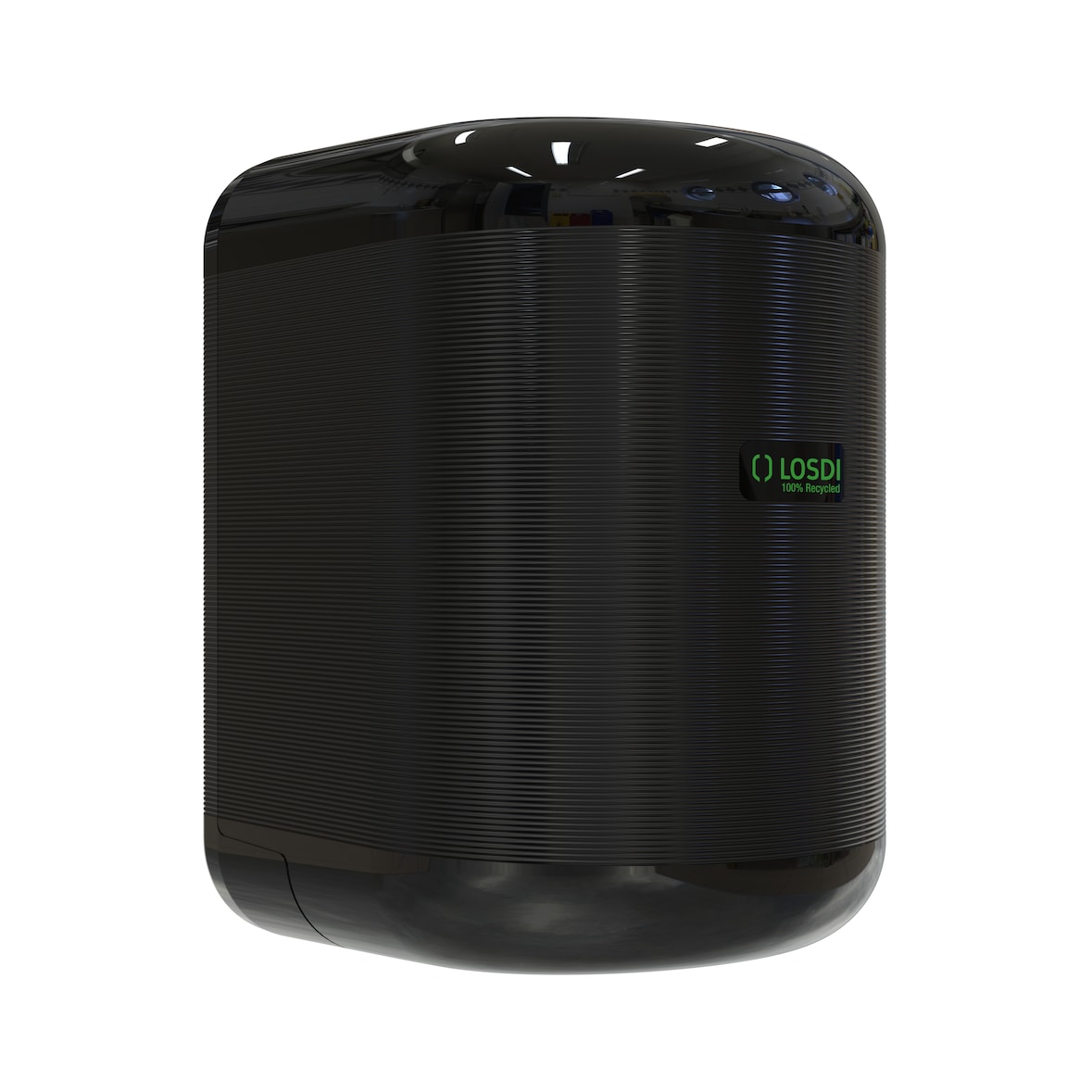 Dispensador de papel mecha ECO-LUXE fabricado en plástico 100% reciclado Negro marca LOSDI