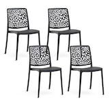 thumbnail of Set van 4 stapelbare stoelen van polypropyleen met glasvezel, voor tuin of binnengebruik, waterafstotend en duurzaam, modern design – SOLE – Zwart