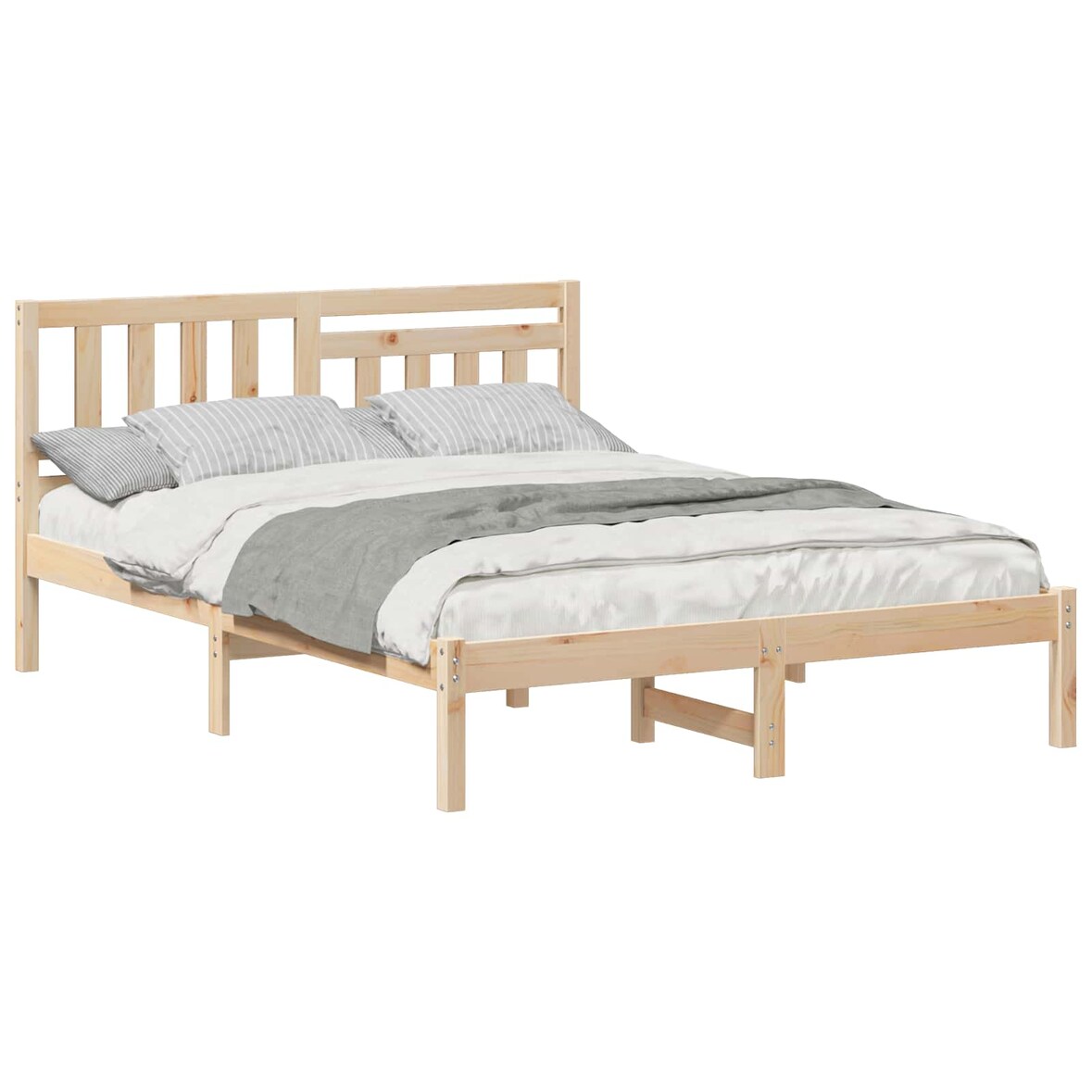 vidaXL Bettrahmen mit Kopfteil Braun 140 x 190 cm Massives Kiefernholz