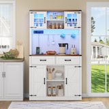 thumbnail of Barschrank 190x60x110 LED-Beleuchtung Steckdosen Regale Kaffeebar-Sideboard Scheunentor Design Weiß verstellbare Regale MD
