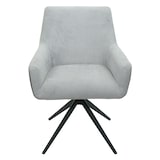 thumbnail of 2er-Set Esszimmerstuhl HWC-L91, Küchenstuhl Armlehne drehbar Auto-Position Stoff MVG ~ hellgrau Kunstleder dunkelgrau