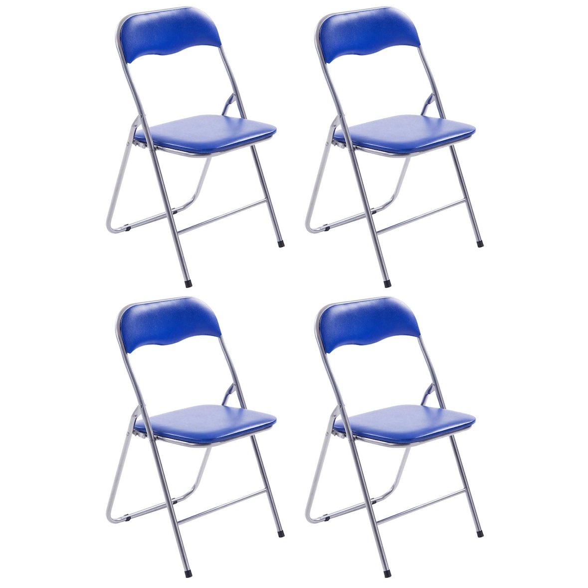 Set De 4 Sillas Plegables Felix Azul/plateado