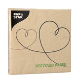 thumbnail of 200 Servietten, 3-lagig 1/4-Falz 33 cm x 33 cm natur `Love` aus recyceltem Papier