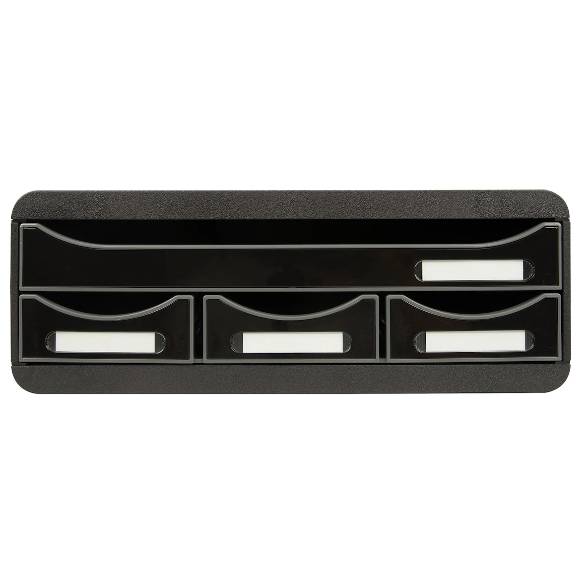 Exacompta - Réf. 319714D - TOOLBOX - Caisson de rangement à 4 tiroirs - Dimensions extérieures : Prof. 27 x l 35,5 x H 13,5 cm - Noir brillant