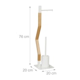 thumbnail of Relaxdays WC Garnitur, stehender Toilettenpapierhalter, Toilettenbürste mit Bürstenhalter, HBT: 76x20x20 cm, weiß/natur