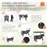 thumbnail of Hauki Bollerwagen XXL faltbar Grau – Handwagen mit Dach & Tasche, klappbar zum Schieben oder Ziehen, Kinder Transportwagen mit PU-Rädern & Bremse, 120