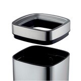 thumbnail of PROREGAL Quadratischer Abfalleimer aus mattem Edelstahl mit offenem Einwurf | 9 Liter, HxBxT 33,8x24x24cm | Silber