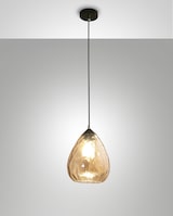 thumbnail of Gisella Pendelleuchte aus Metall und mundgeblasenem Glas, bernstein, E27 60W, elegantes Design für Innen, Schutzart IP20, Durchmesser 20 cm