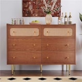 thumbnail of Merax Rattan Schubladenkommode mit 6 Schubladen Sideboard Highboard B120 x T40 x H90 cm Braun