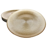 thumbnail of 6x Kairo Gold Speiseteller Glas 6 Personen Essteller groß Relief