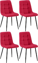 CLP Set 4 Poltroncine Da Pranzo In Velluto Tanna - Imbottite Con Braccioli, Colore Rosa - 5