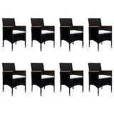 thumbnail of vidaXL 9-tlg. Garten-Essgruppe Poly Rattan und Massivholz Schwarz