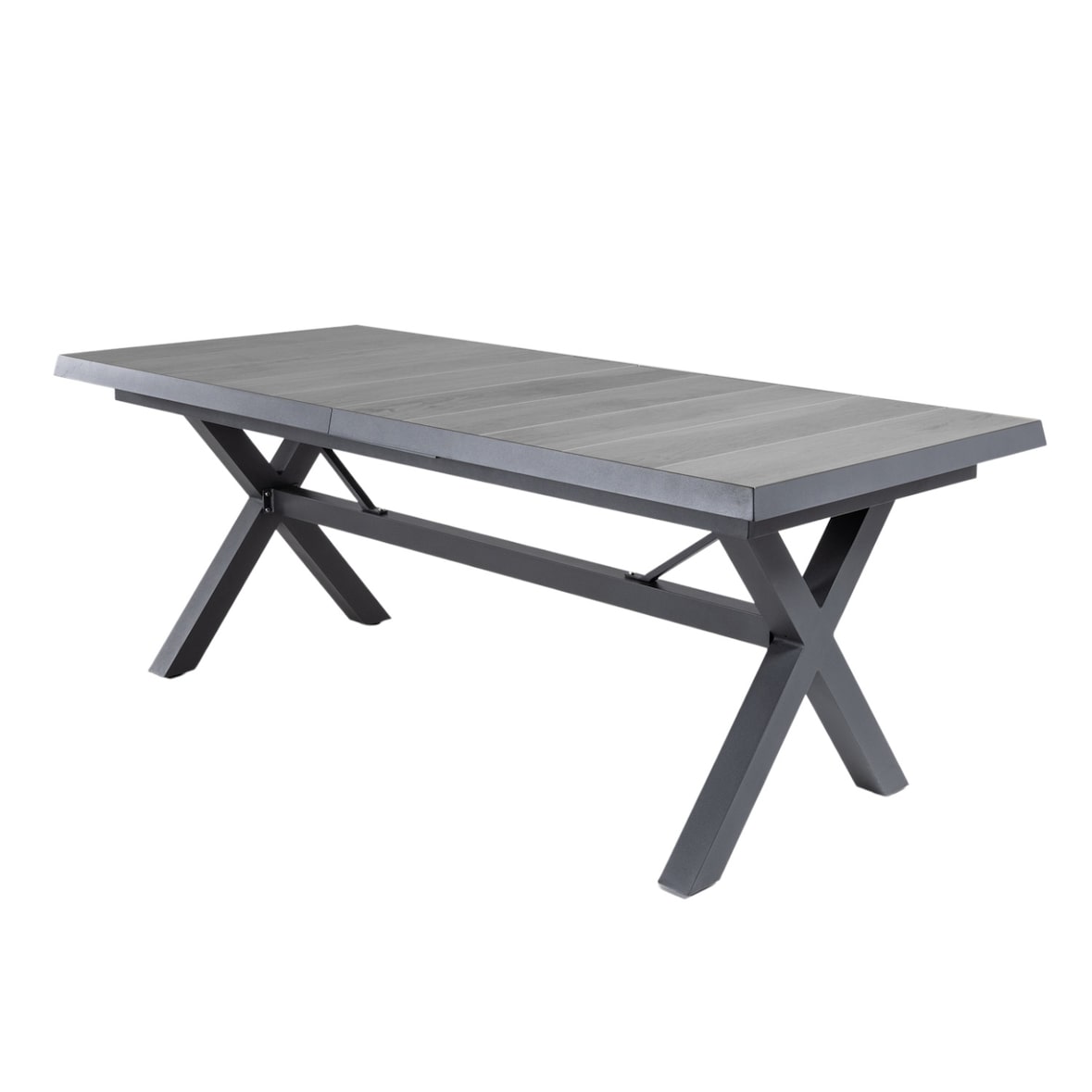 Mesa de jardim, extensível 202 a 264 cm, alumínio e cerâmica, cor antracite, 202/264x102x78 cm