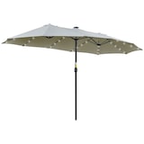 thumbnail of Sombrilla doble de jardín con 48 luces LED solar 450x265x240 cm parasol para patio con manivela protección solar para terraza balcón piscina