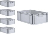 thumbnail of PROREGAL SuperSparSet 5x Eurobox NextGen Economy mit Scharnierdeckel & roten Verschlüssen, Griffe zu, HxBxT 22x40x60cm, 44L, Eurobehälter, Box