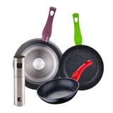 thumbnail of BERGNER - Set aus 3 Pfannen Ø18/Ø22/Ø26 cm Jolie Schmiedaluminium, geeignet für Induktion Öl-/Essigsprüher Ø4x17,5 cm aus Edelstahl