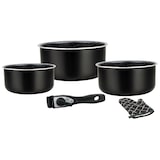 thumbnail of Batterie de cuisine revêtement pierre avec manche amovible 5 pièces noir  HG8051-BLK usage non-intensif Herzberg