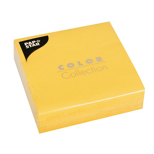 PAPSTAR 700 Servietten, 3-lagig 1/4-Falz 33 cm x 33 cm gelb