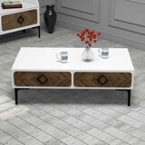 thumbnail of Skye Decor, Samba- Samba HCT, Weiß,,Nussbaumfarbe, Couchtische, 34,6x105x60 cm, 100% Melaminbeschichtete Partikelplatte