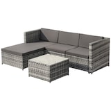 thumbnail of Merax polyrotan loungebankset, lounge tuinmeubelen, bankstel met zit- en rugkussens, loungetafel, grijs