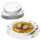 thumbnail of 12tlg Tafelservice Marie Porzellan 6 Personen Speiseteller Suppenteller Blumen