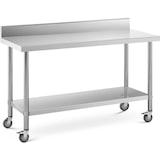 thumbnail of Royal Catering - RVS tafel met wielen - PREMIUM - 60 x 150 cm - 160 kg - achterwand -