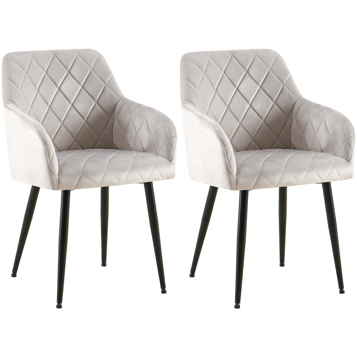 Set di 2 sedie da pranzo in velluto Monett grigio/Metallo nero opaco