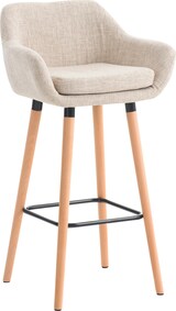 thumbnail of Décoshop26 - Lounge-Barhocker x1 skandinavisches Design cremefarbener Stoffsitz Holzbeine Metallfußstütze 10_0004922