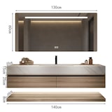 thumbnail of Wandhängendes Badezimmermöbel-Set mit Sinterstein-Waschbecken, Spiegel, Unterschrank, Ablageboard und Ablaufgarnitur 140×55 cm【RW3256-140】