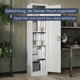 thumbnail of Aktenschrank abschließbar KADO - 5 Ebenen, Flügeltüren | Metallschrank Werkstatt Büroschrank aus Stahl Werkzeugschrank, 185x45x40cm Grau