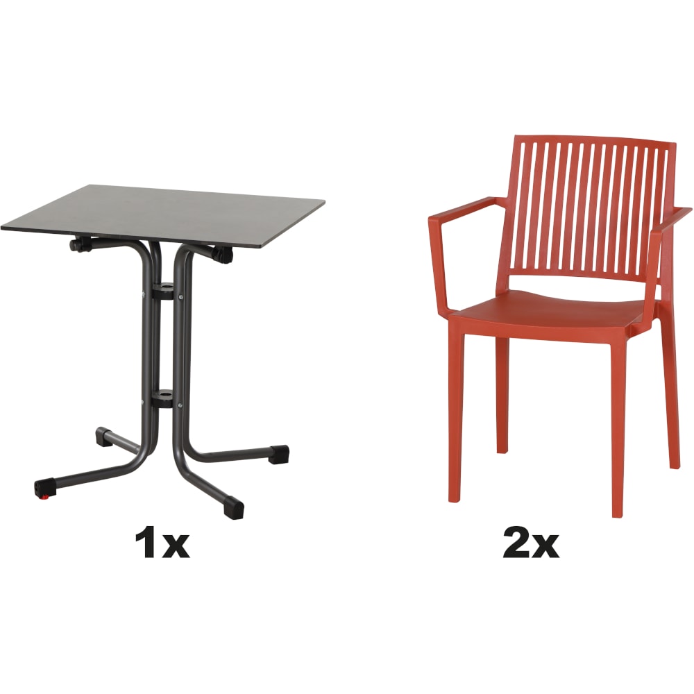 SIENA GARDEN Urban Lights Set 3teilig Lane Sessel gastrotauglich brick mit Tisch Sola 65x65