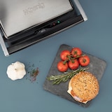 thumbnail of H.Koenig GR20 Kontaktgrill / vollständig aufklappbar / Antihaft-Beschichtung / stufenlose Temperatureinstellung / 2000 W / Edelstahl / silber