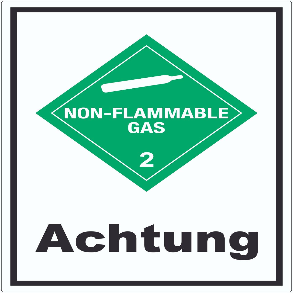 Aufkleber nicht entzündliches Gas Achtung non-flammable A8 (52x74mm)