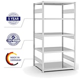 thumbnail of PROREGAL Fachbodenregal Stecksystem | Grundregal | HxBxT 200x100x80cm | 5 Ebenen | Fachlast 330 kg | Beidseitig nutzbar | Lichtgrau