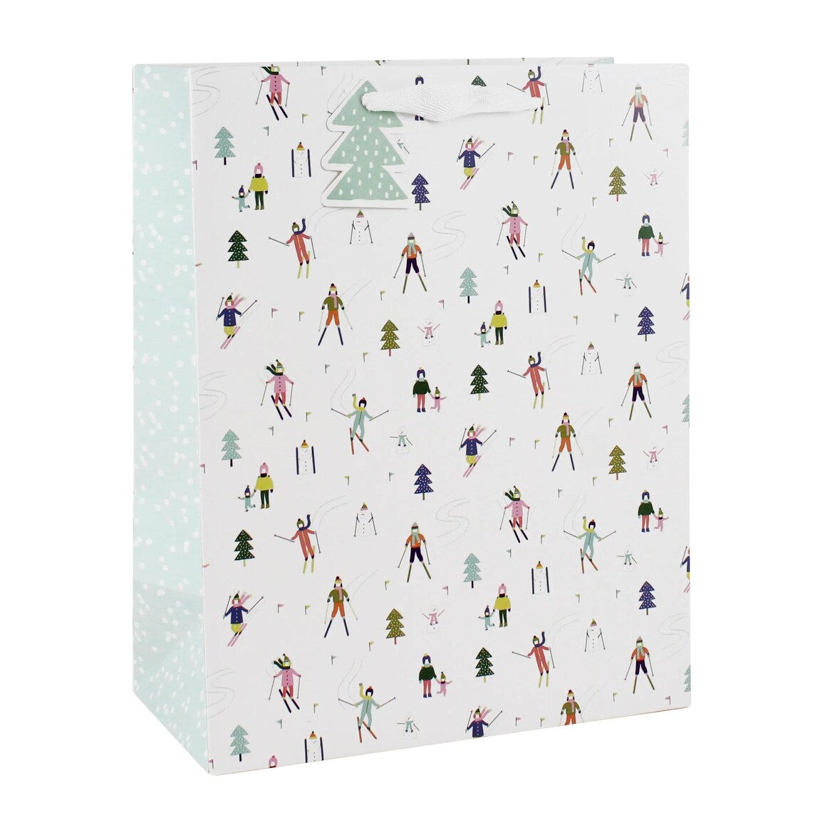 Clairefontaine 6x Geschenktasche L 26,5x14x33 cm, Weihnachten Schnee - Weiß X-29535-2C