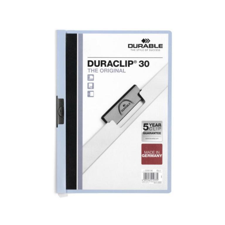 Klemmmappe Duraclip Original 30 bis 30 Blatt A4 blau Packung mit 25 Stück