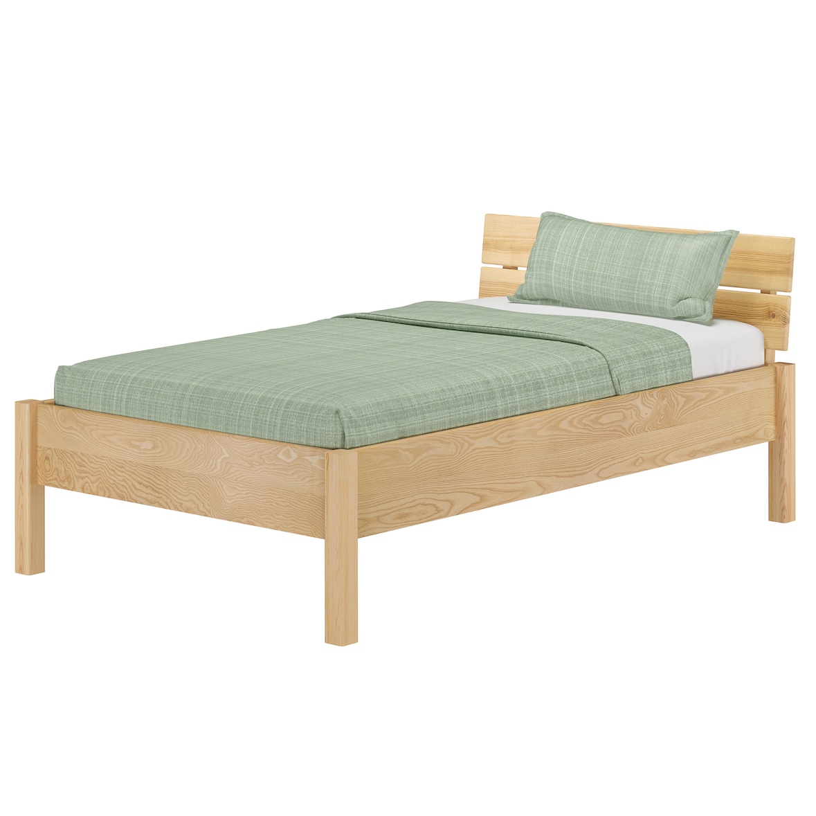 Metallfreies Einzelbett Esche Massivholz 120x200 Holzbett V-60.90-12K