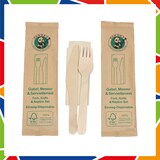 thumbnail of DayBays 200 Stk. Holzbesteck Set 16cm (Holzgabel, Holzmesser und Serviette) als Set Verpackt