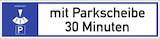 thumbnail of Dreifke® Schild, Parkplatzreservierer mit Parkscheibe ... Minuten/Stunden, Alu, 460x110 mm
