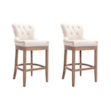 thumbnail of Conjunto de 2 bancos de bar Lakewood em tecido creme/antigo claro