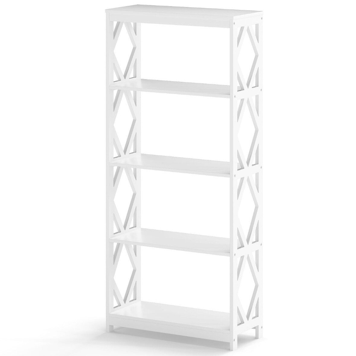 Helloshop26 - Estante alta com 5 prateleiras 70 x 30 x 155 cm armazenamento aberto design moderno MDF branco 20_0018037