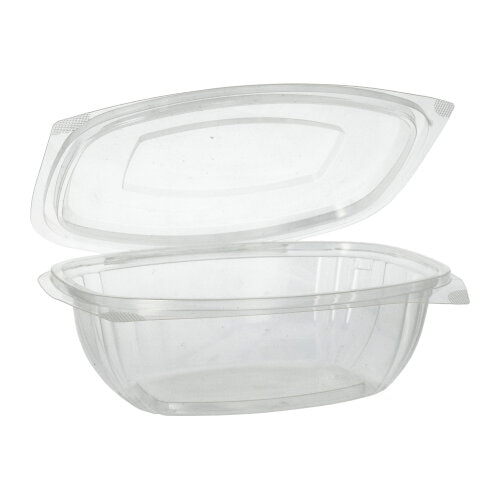 PAPSTAR, Saladebakken met deksels, PLA "pure" 1 l 7,6 cm x 20,5 cm x 16,8 cm glashelder