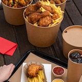 thumbnail of Garcia de Pou 120 Unités - Containers Poulet + Couvercles 4500 Ml 337 + 18Pe G/M2 Ø 21,6/16X16,6 Cm Naturel Kraft