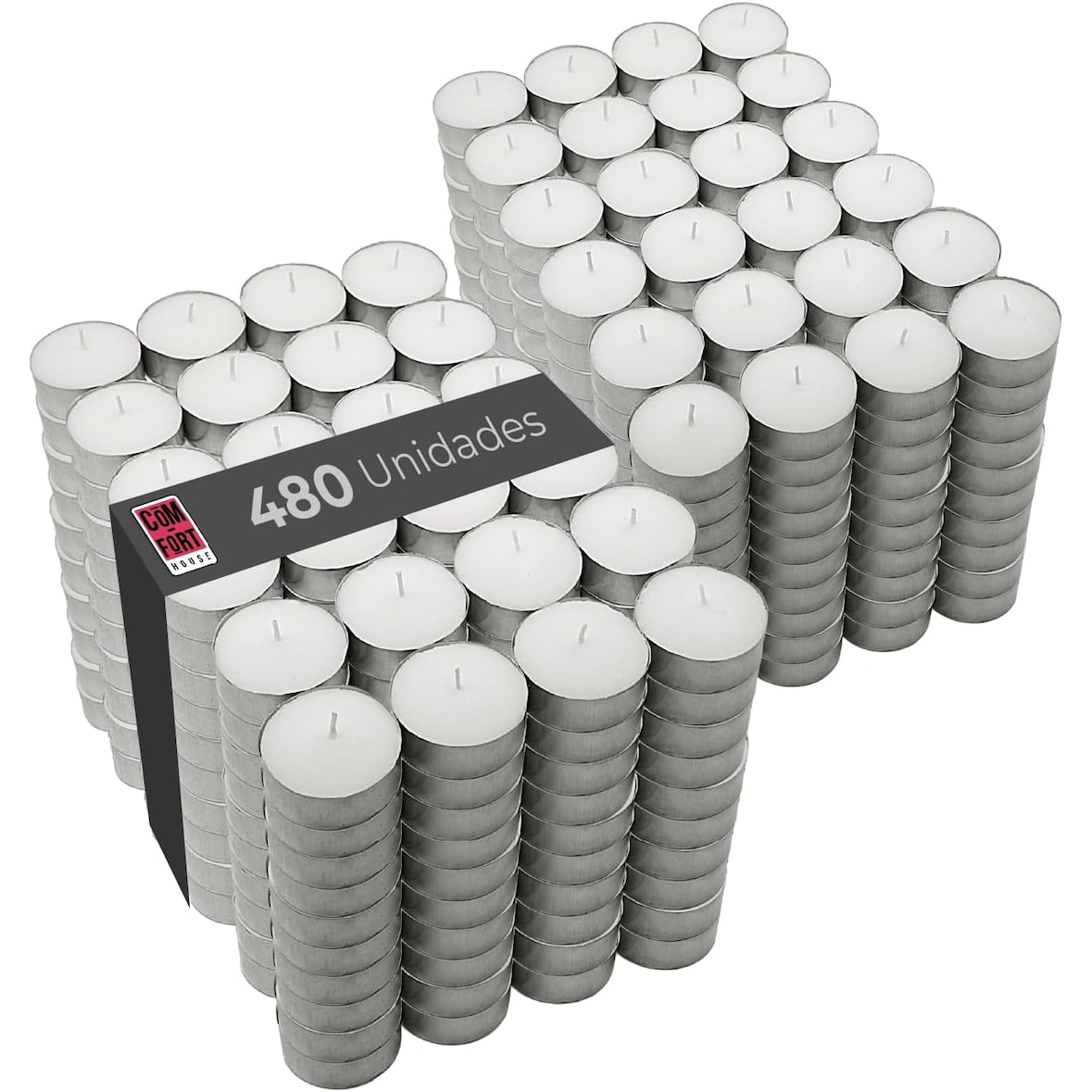 COM-FORT HOUSE- Velas Blancas | Pack velas de 480 Unidades | Tealight | 9 Horas de Duración | Velas Decorativas Sin Perfume |