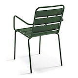 thumbnail of Sedia da giardino in metallo con braccioli, verde bosco